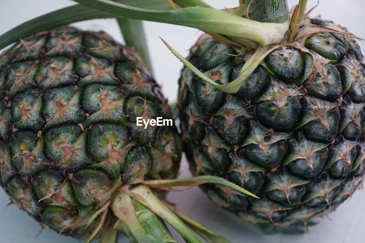 Full frame shot of pineapple on white background