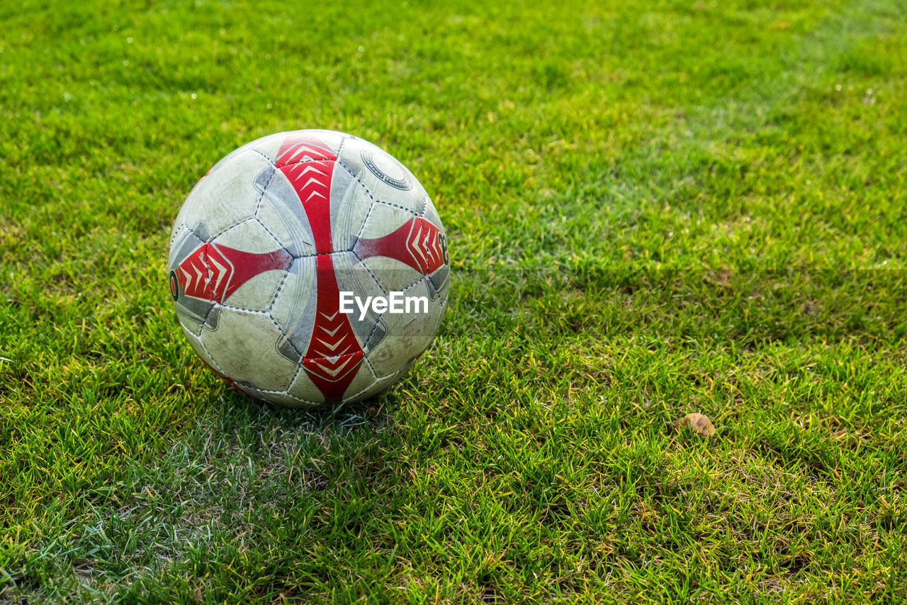 Soccer ball on grassy field
