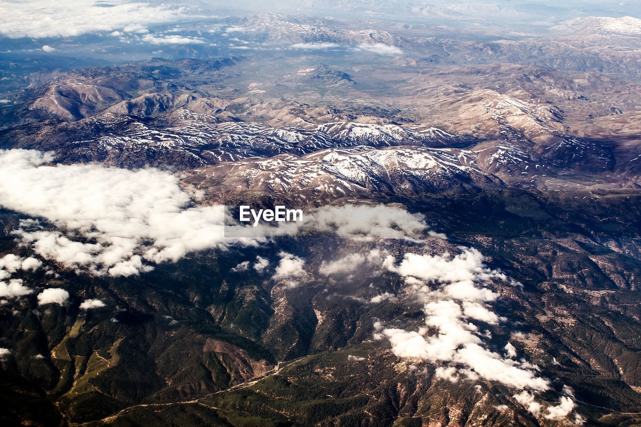 High angle view of aerial view of dramatic landscape