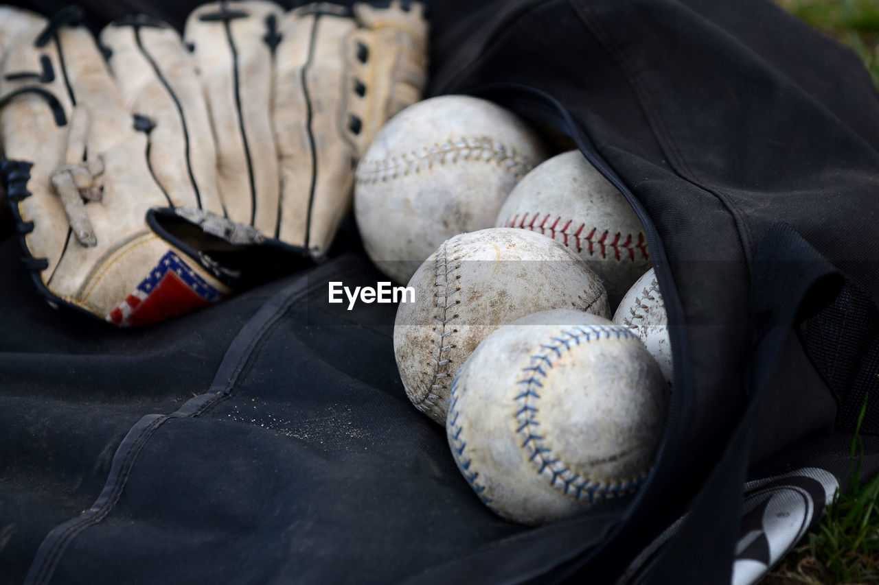 Close-up of balls on field