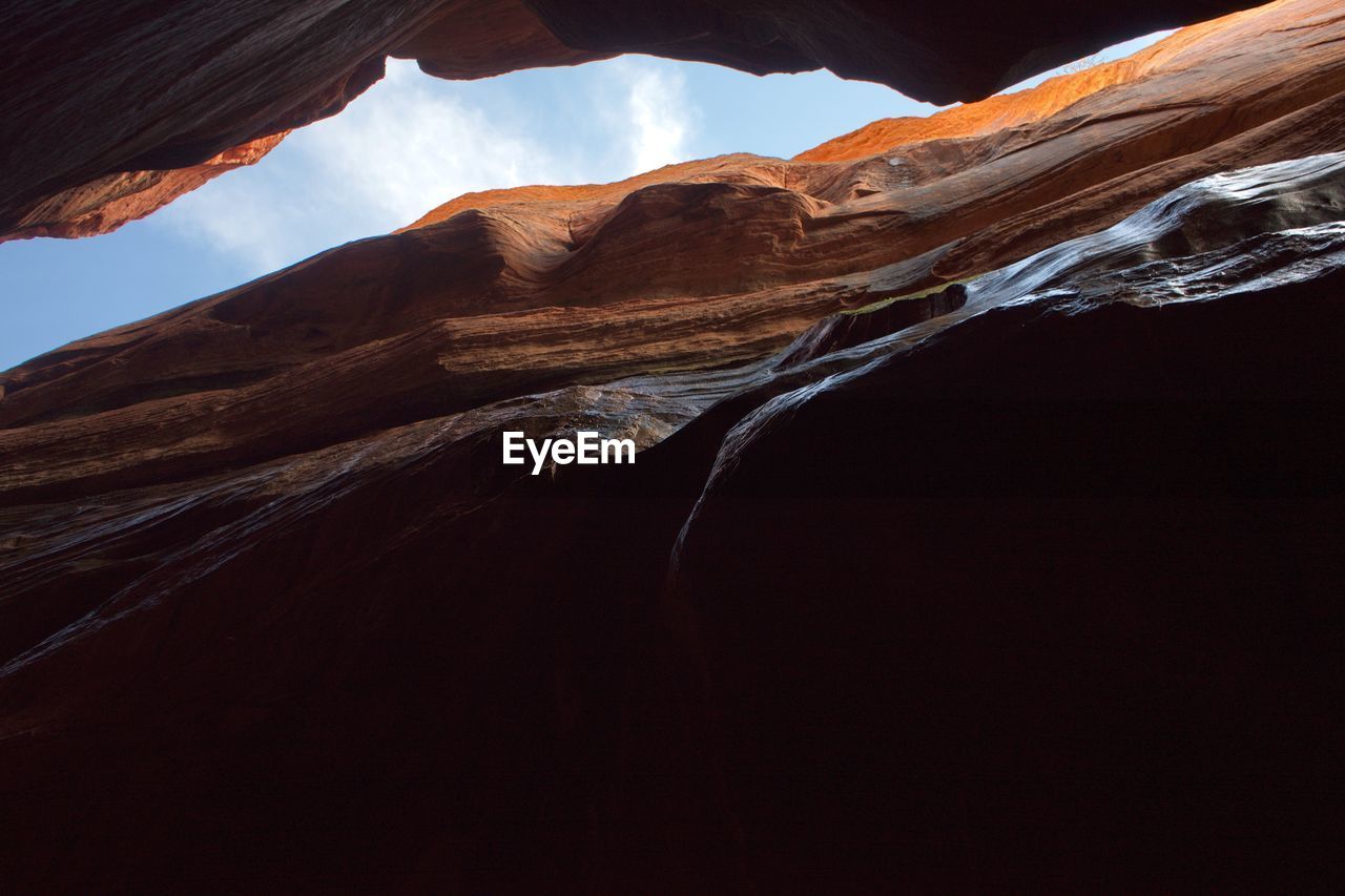 Low angle view of rock formation