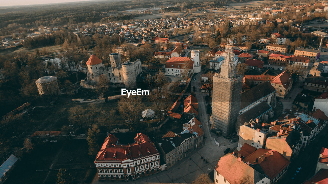 High angle shot of townscape