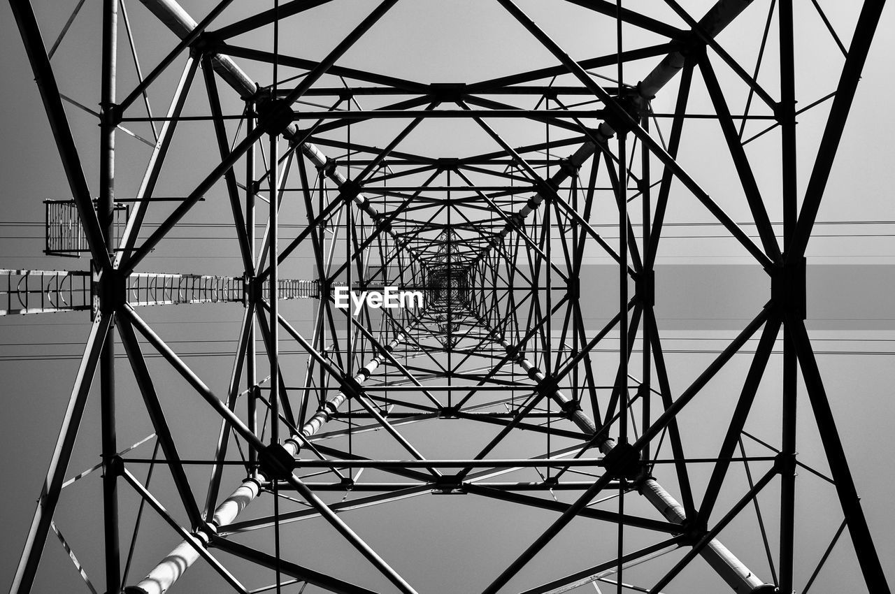 Directly below shot of electricity pylon