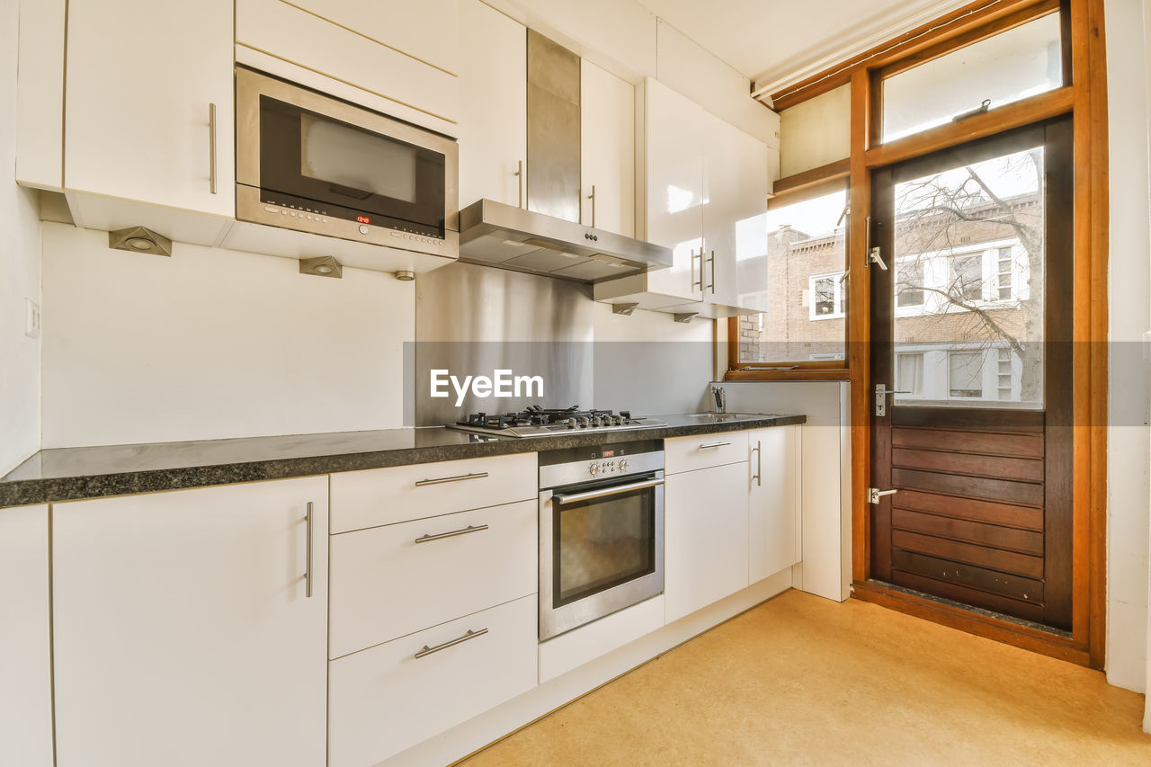 Interior of empty kitchen