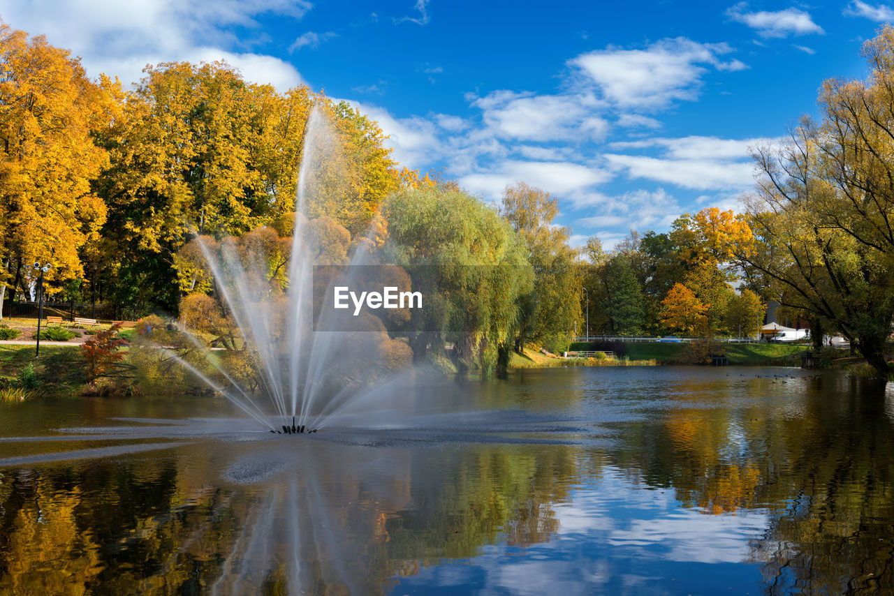 SCENIC VIEW OF LAKE AMIDST TREES AGAINST SKY