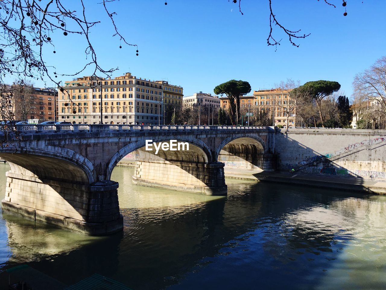 Bridge over river in city