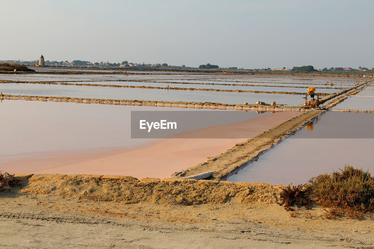 SCENIC VIEW OF SHORE AGAINST CLEAR SKY