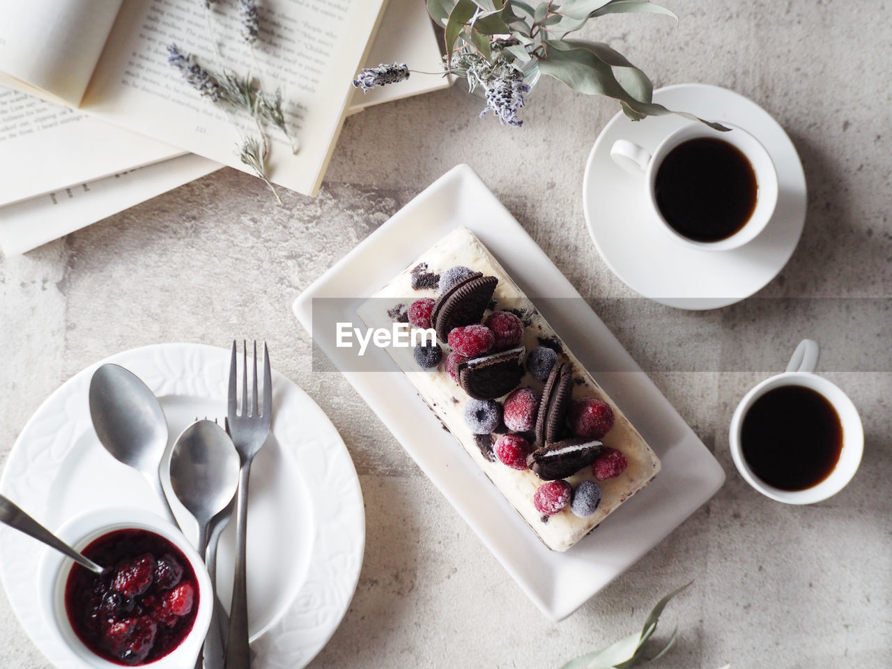 HIGH ANGLE VIEW OF BREAKFAST