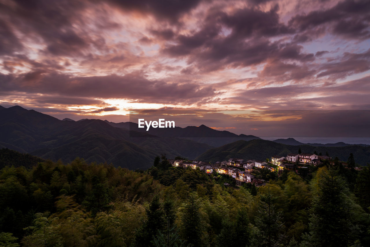 Scenic view of landscape against sky during sunset