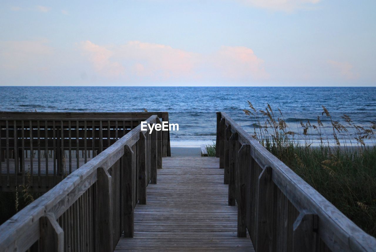 VIEW OF WOODEN WALKWAY LEADING TO SEA