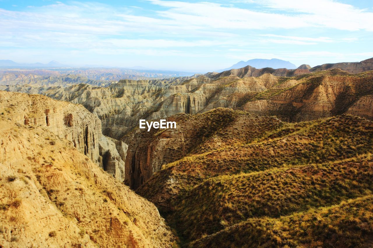 Rock formations against sky at gorafe desert