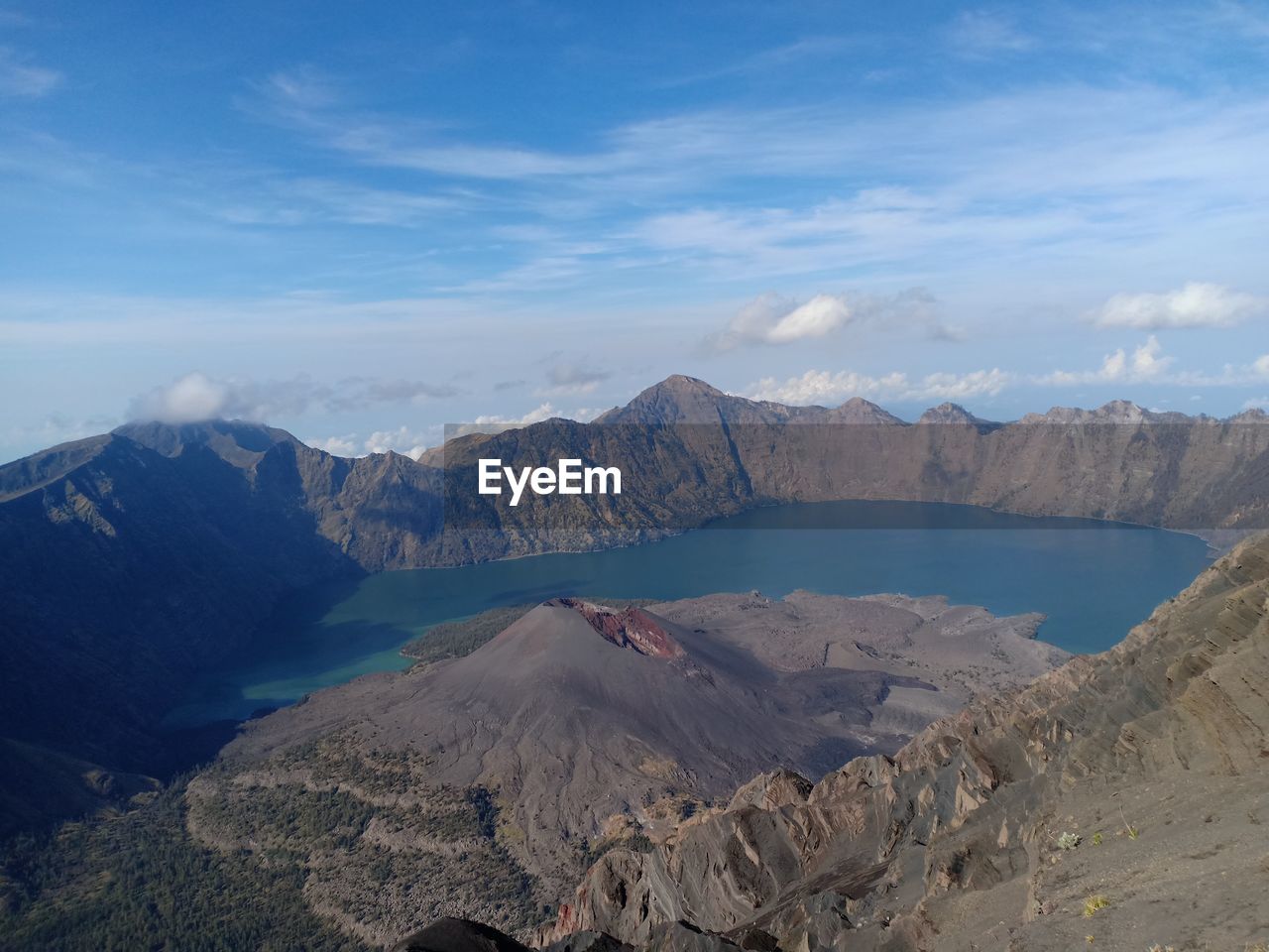 A volcano mountain on the rinjani mountain