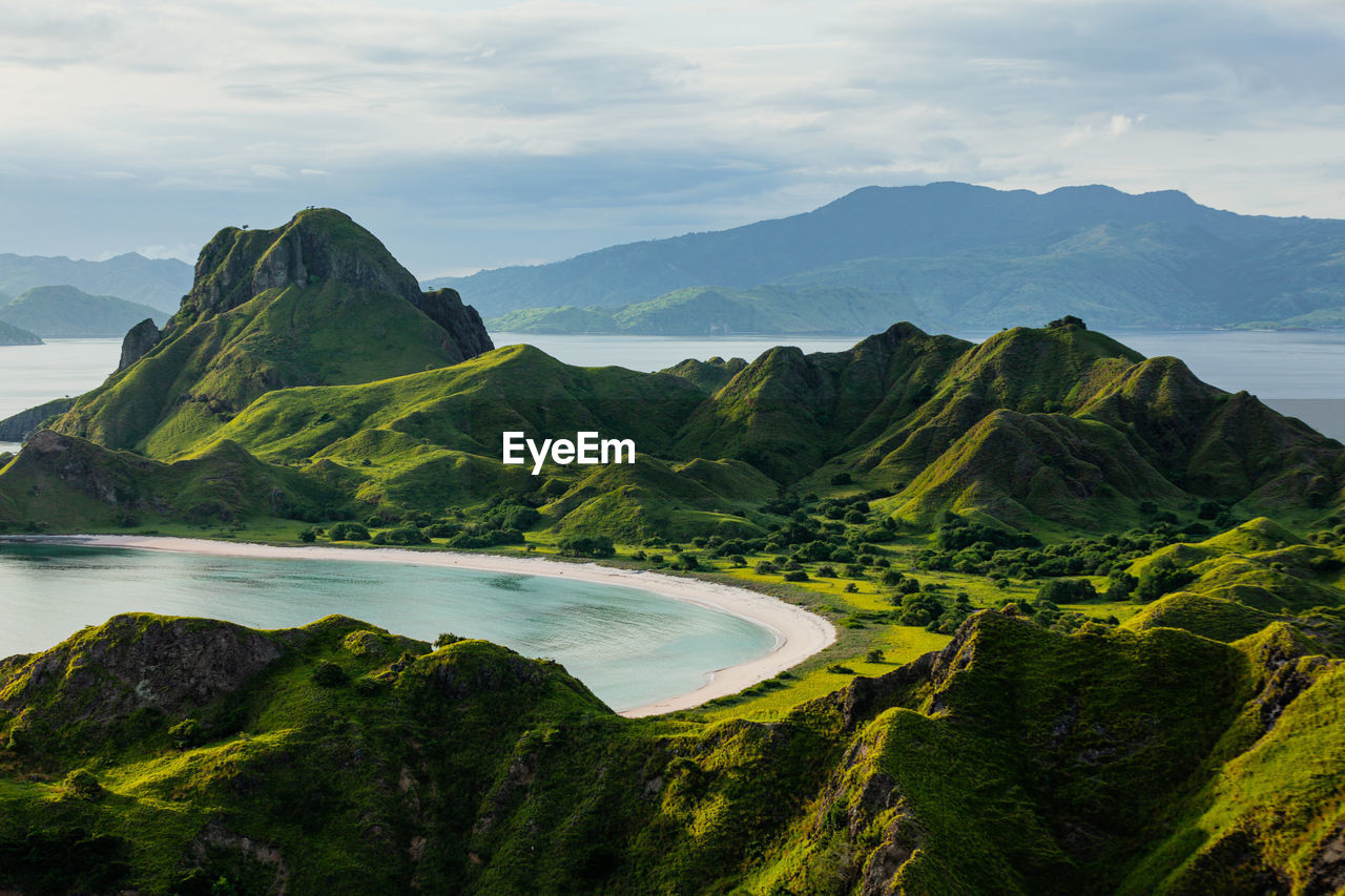 Green-capped mountains of padar island