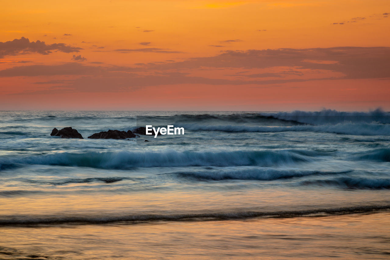 Sunset at the beach, atlantic ocean 