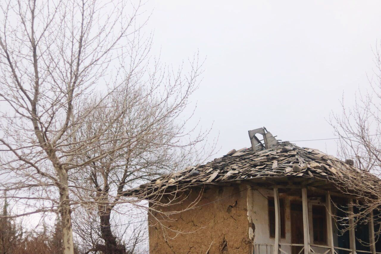 LOW ANGLE VIEW OF BARE TREE AND HOUSE AGAINST SKY