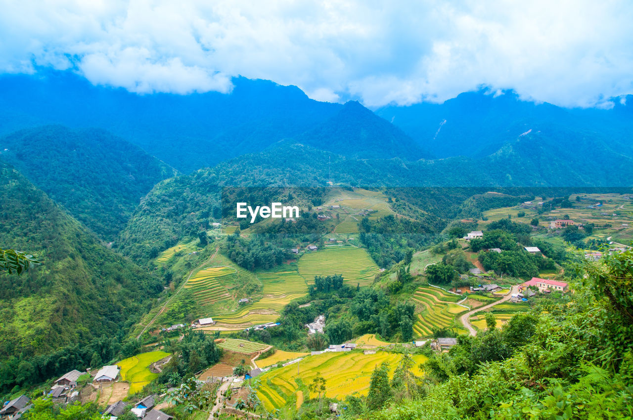 High angle view of landscape against sky