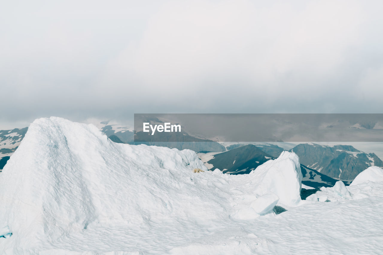 scenic view of snow covered mountain against sky