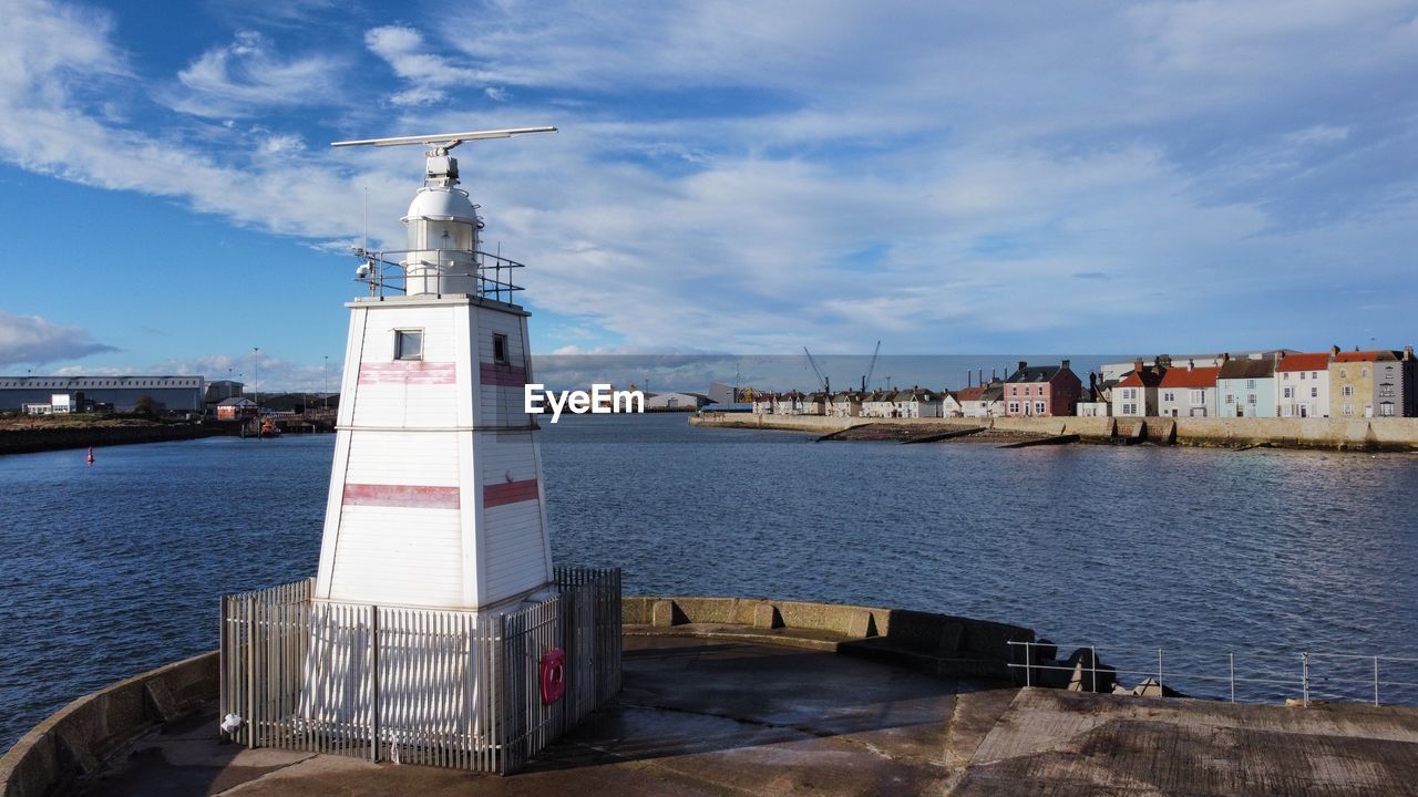 Lighthouse overlooking hartlepool headland over the harbour