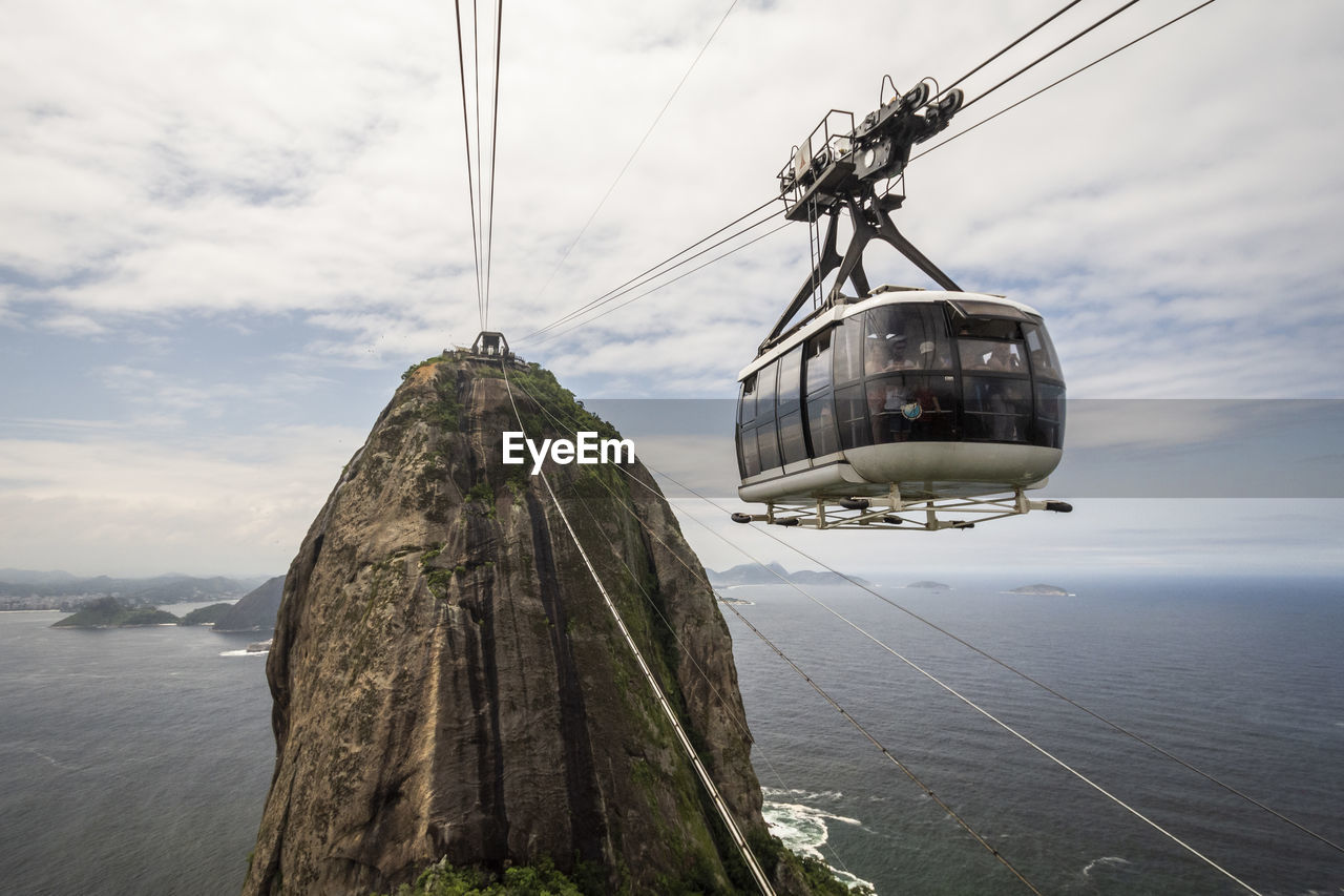 Beautiful view from sugar loaf cable car to city landscape, rio