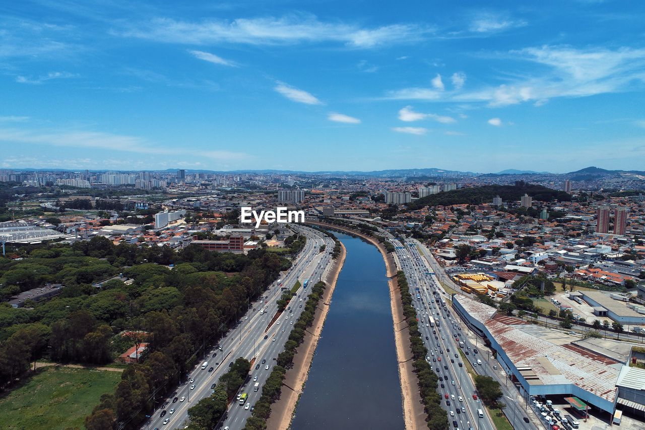 Aerial landscape of city life scene.