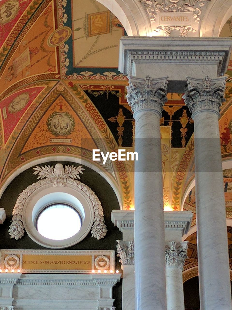 LOW ANGLE VIEW OF ORNATE CEILING