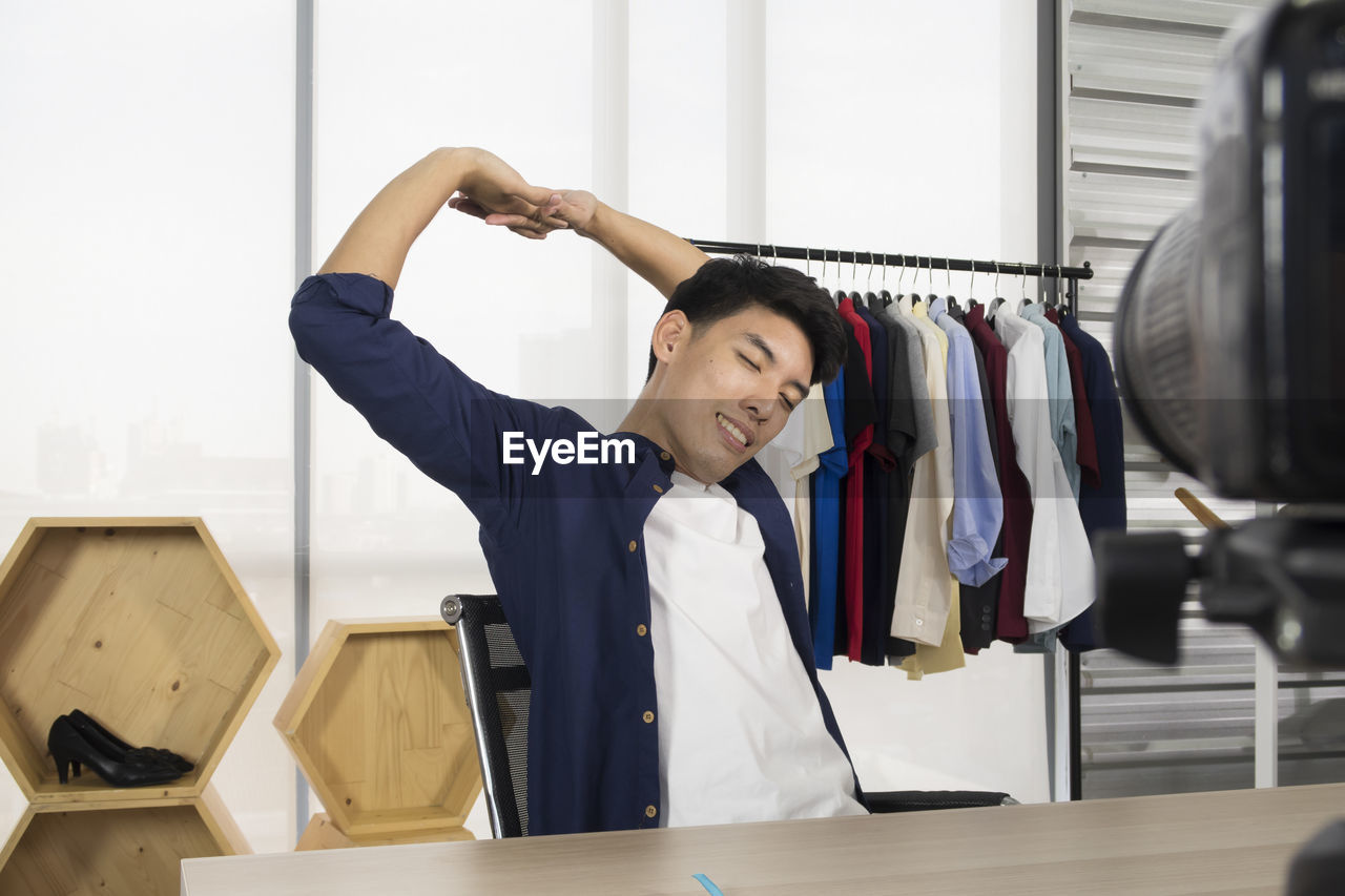 Man working on table