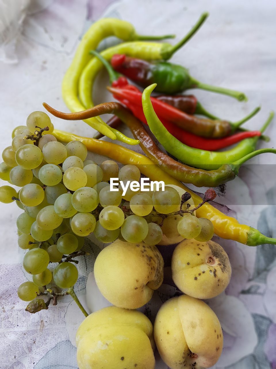 High angle view of fruits on table