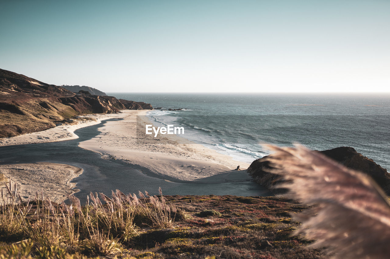 Scenic view of sea against clear sky