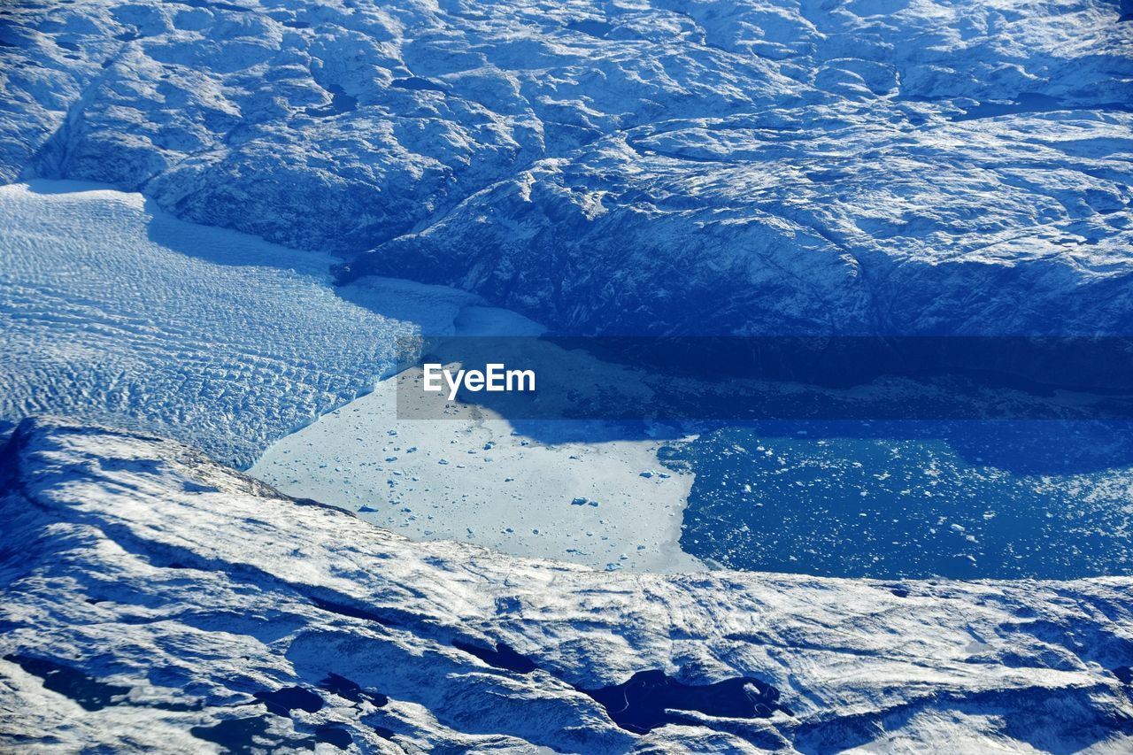 High angle view of frozen lake during winter