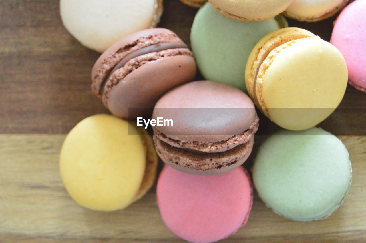 Close-up of multi colored candies on table