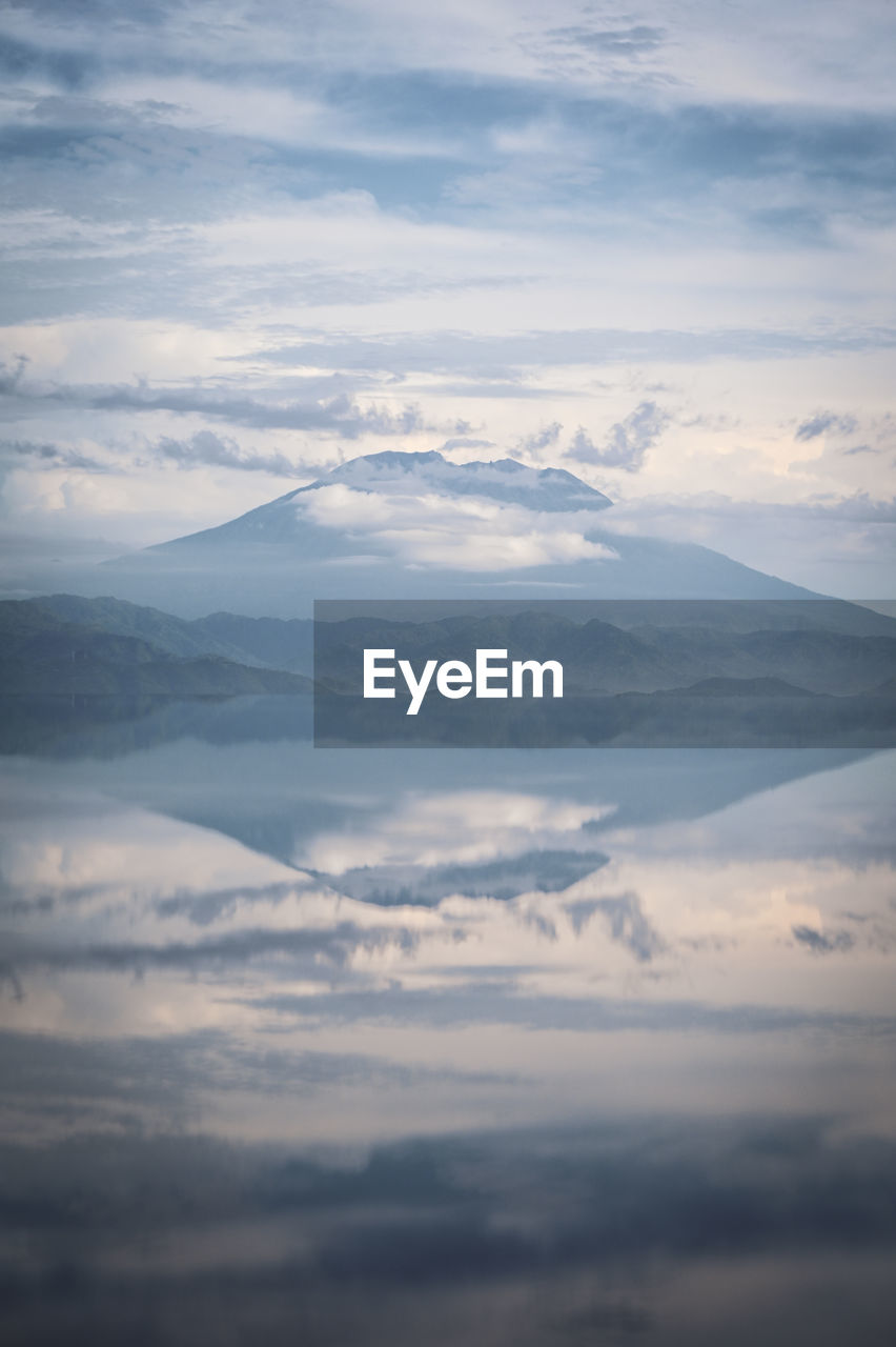 Volcano reflections in water 