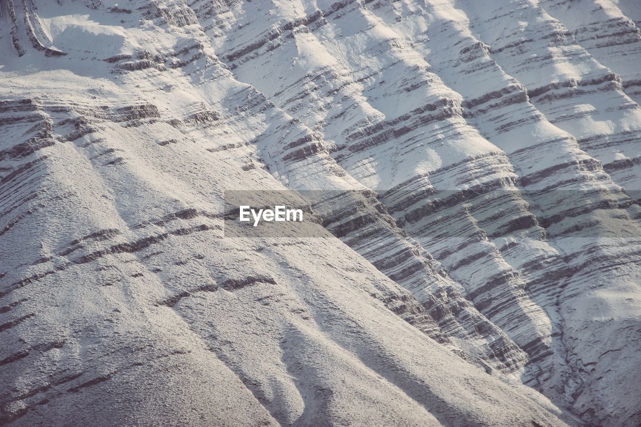 High angle view of snow covered land