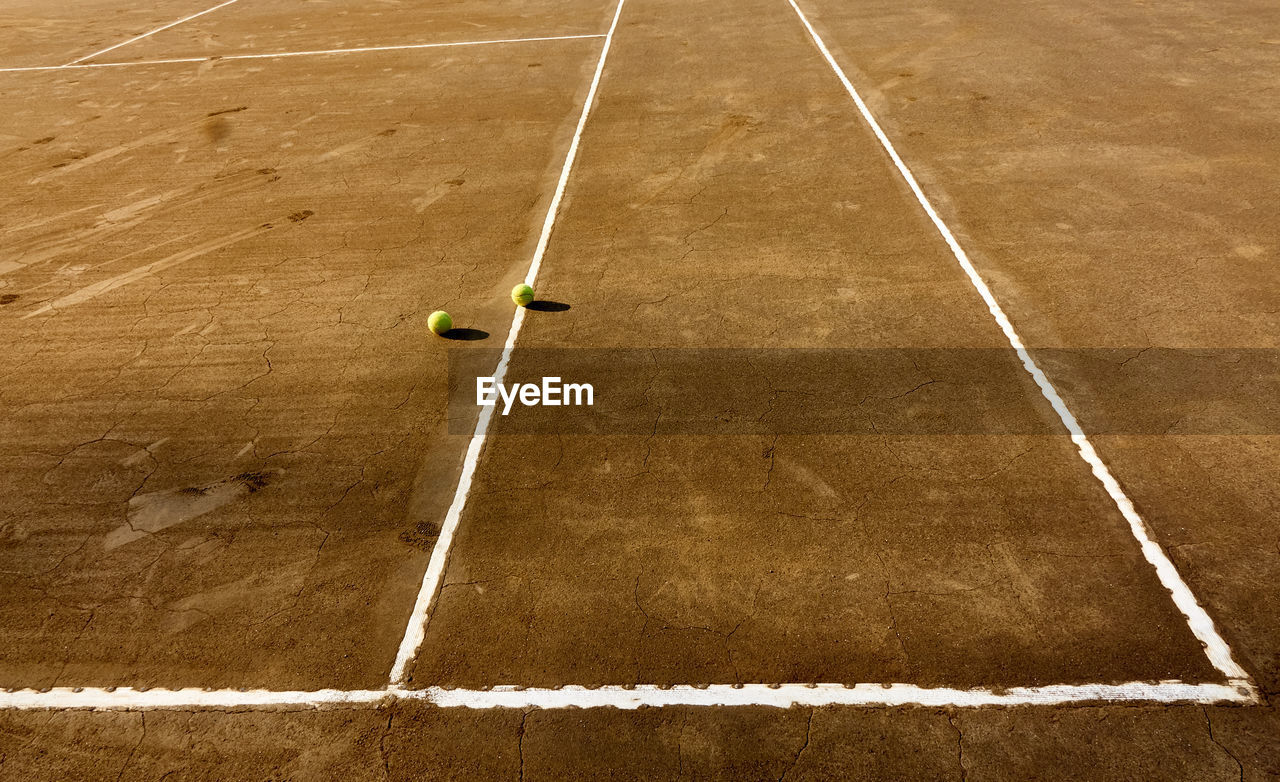 High angle view of balls on playing field