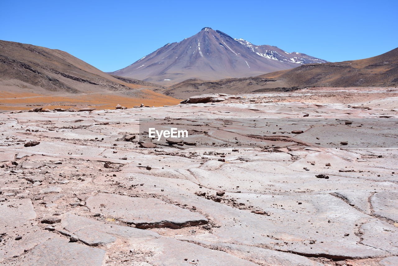 Scenic view of desert against clear sky