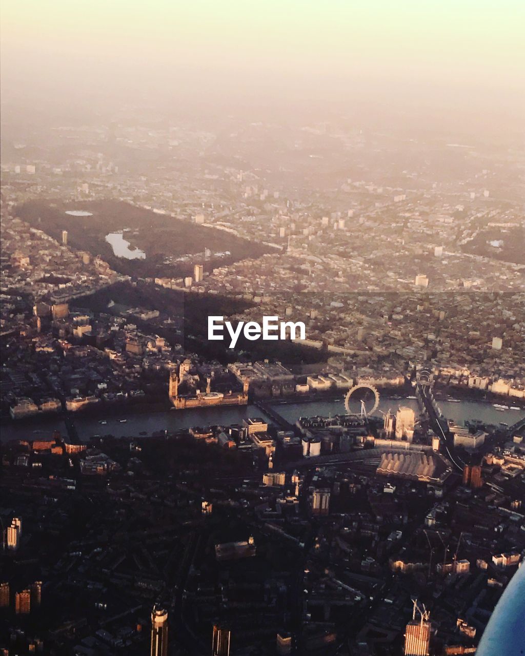 High angle view of cityscape against sky