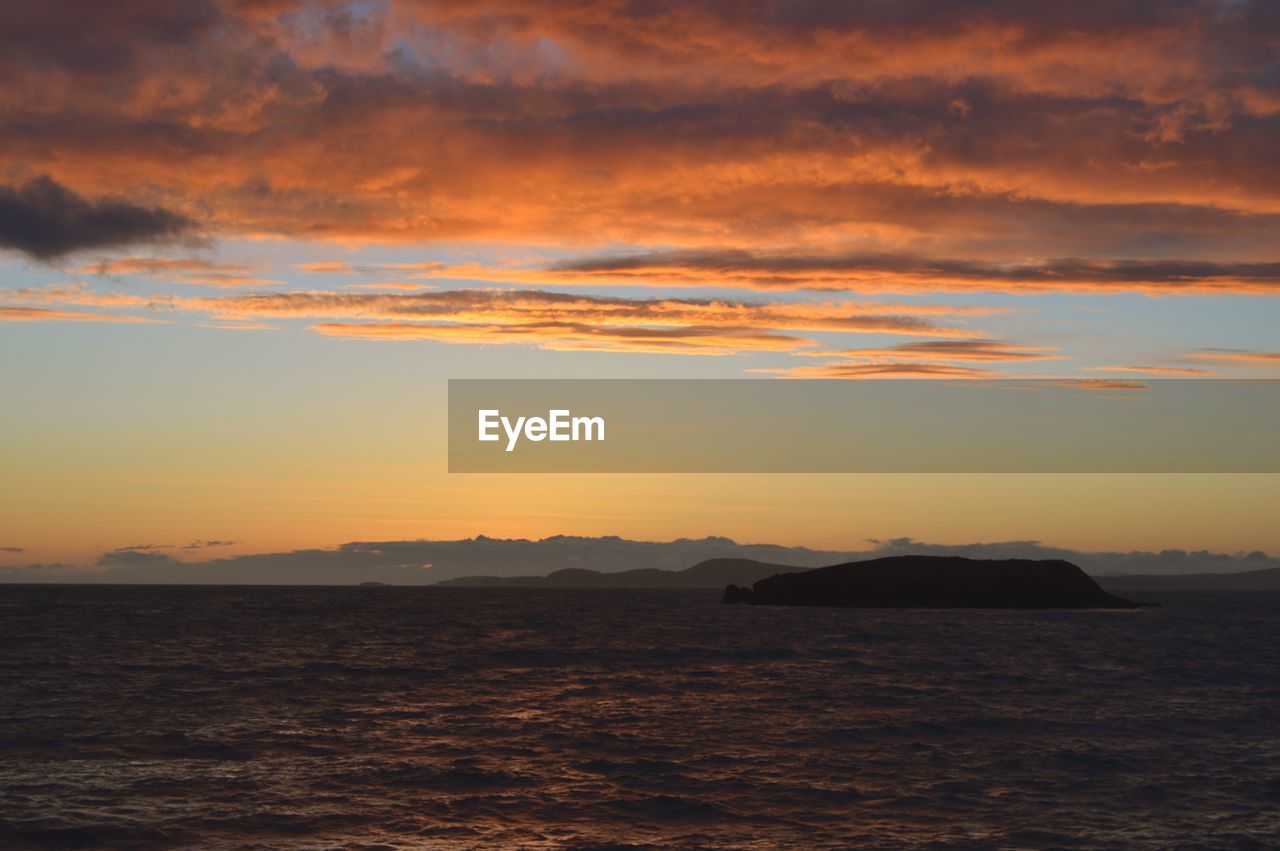 Scenic view of sea at sunset