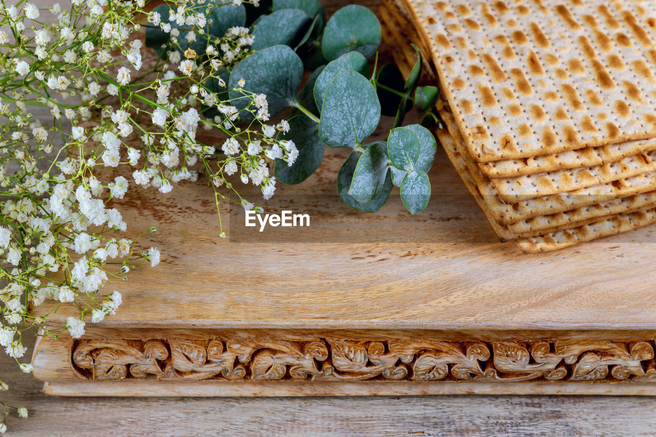 CLOSE-UP OF FLOWERING PLANTS ON WOOD