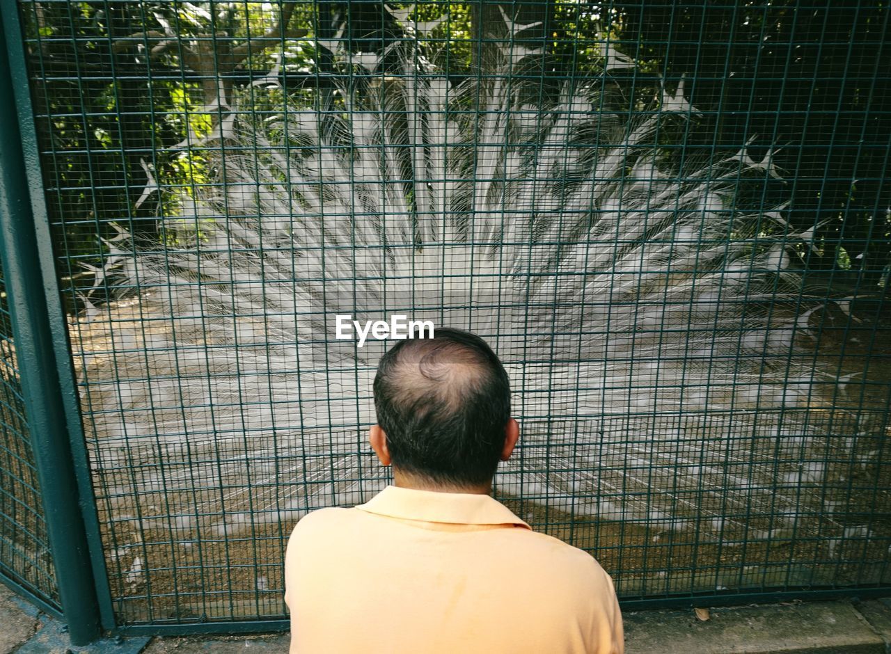 REAR VIEW OF MAN STANDING OUTDOORS