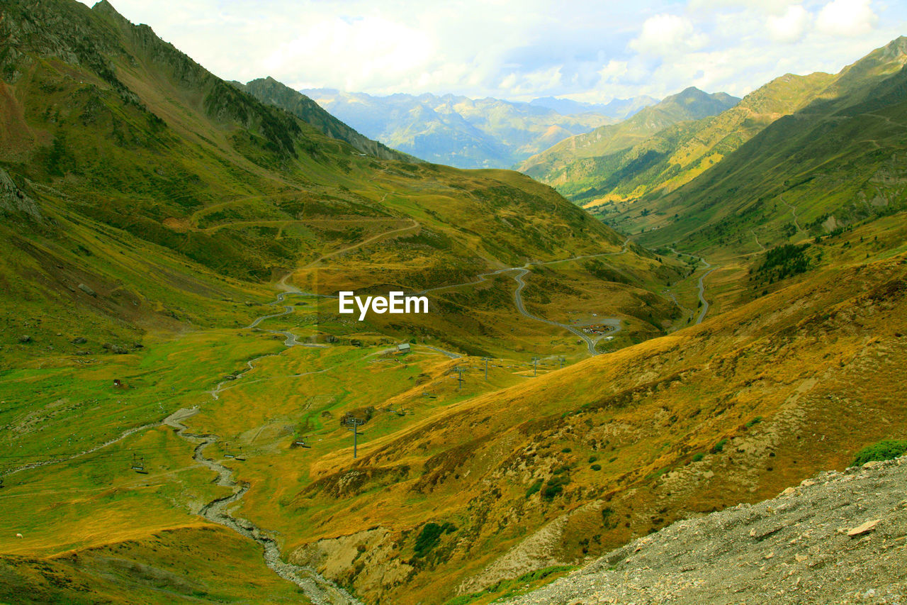 Scenic view of valley against sky