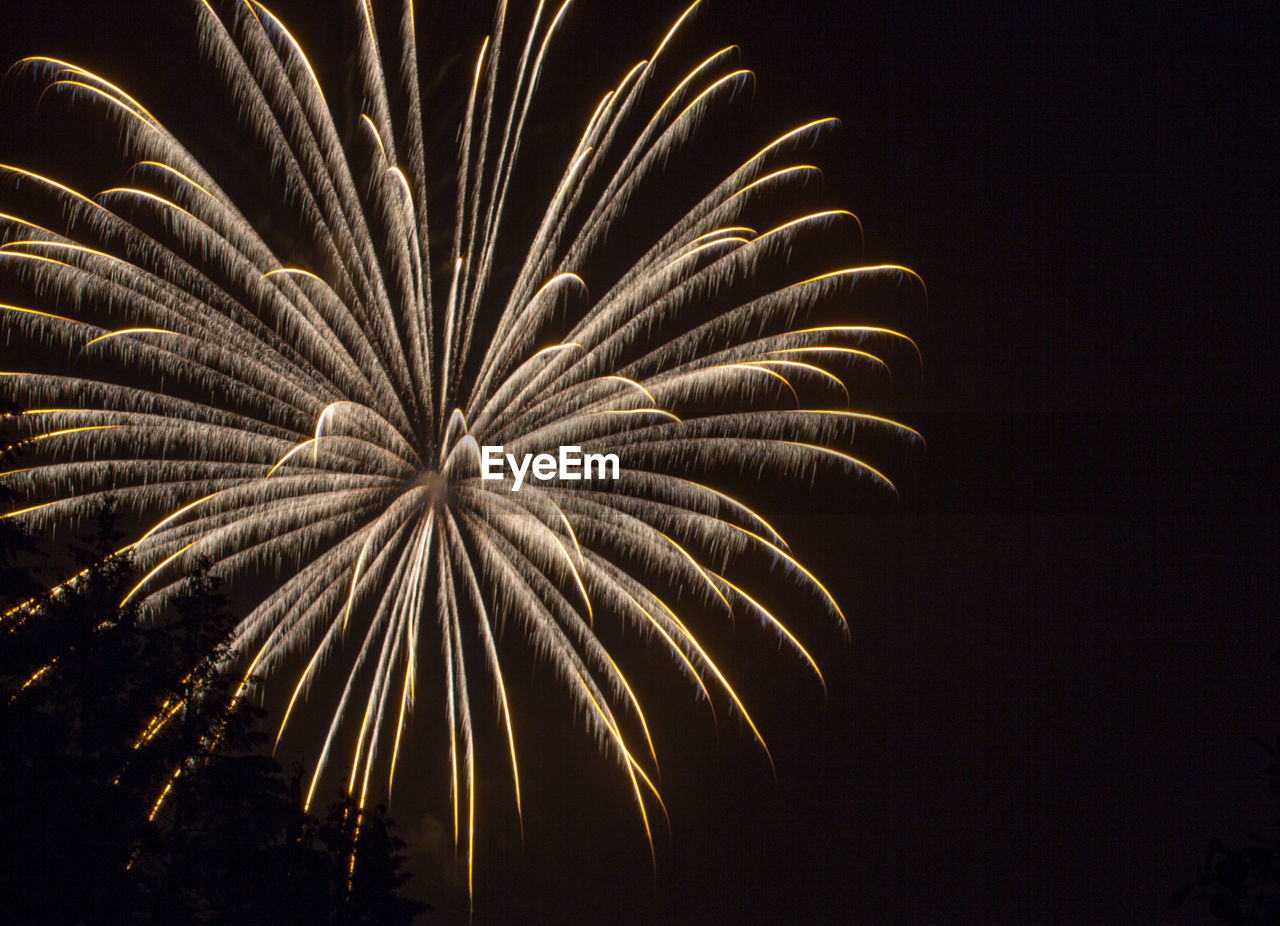 LOW ANGLE VIEW OF FIREWORK DISPLAY