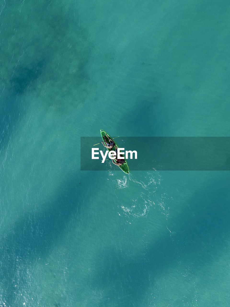 Aerial view of kayak in sea