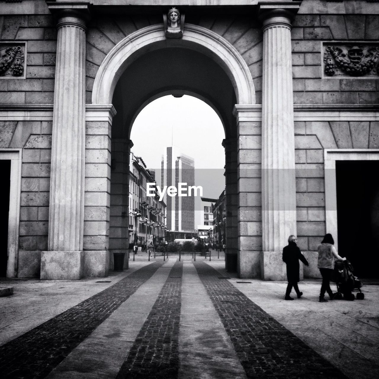View of long empty arched way
