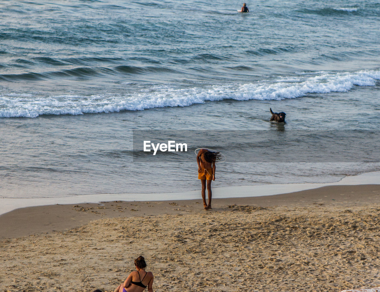 High angle view of people at beach