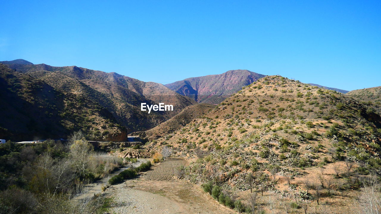 SCENIC VIEW OF MOUNTAINS AGAINST CLEAR SKY