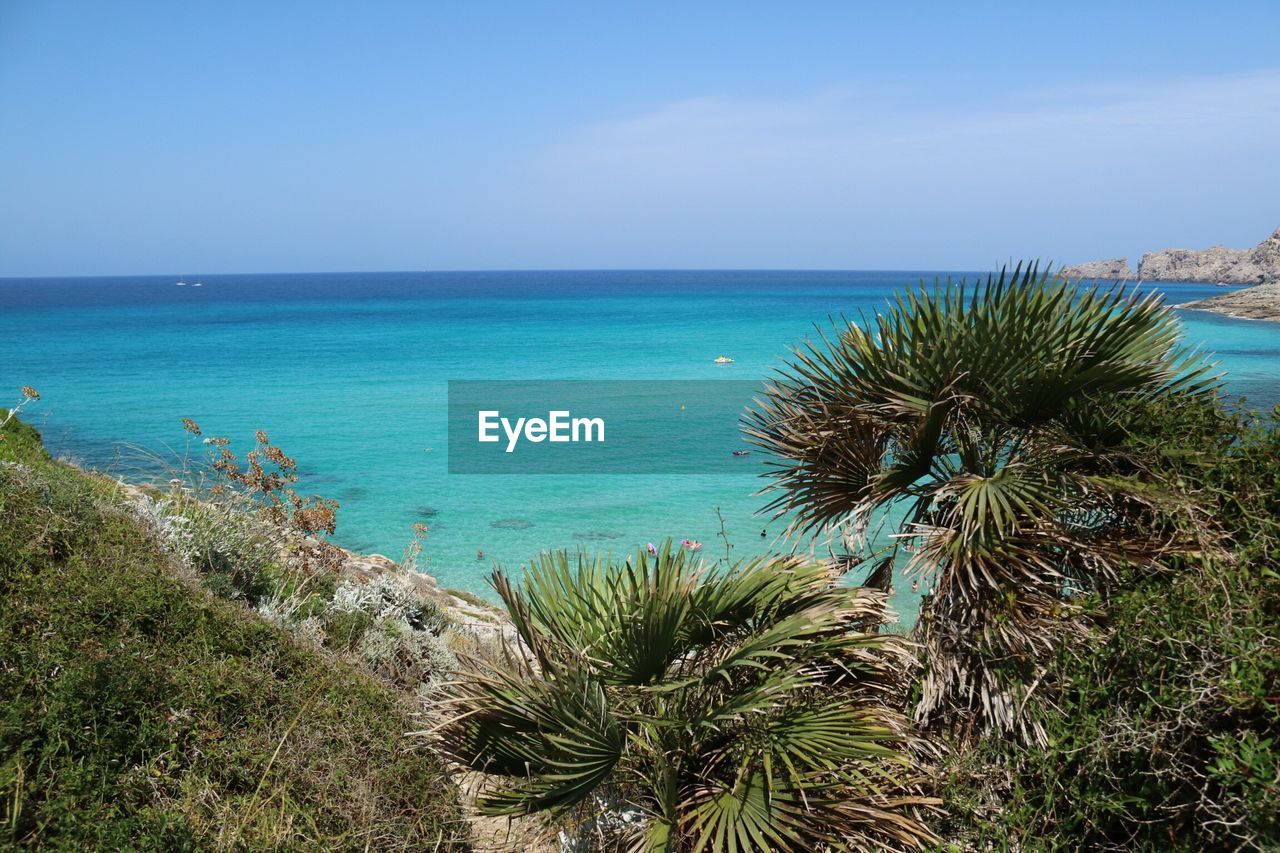 Scenic view of sea against clear sky