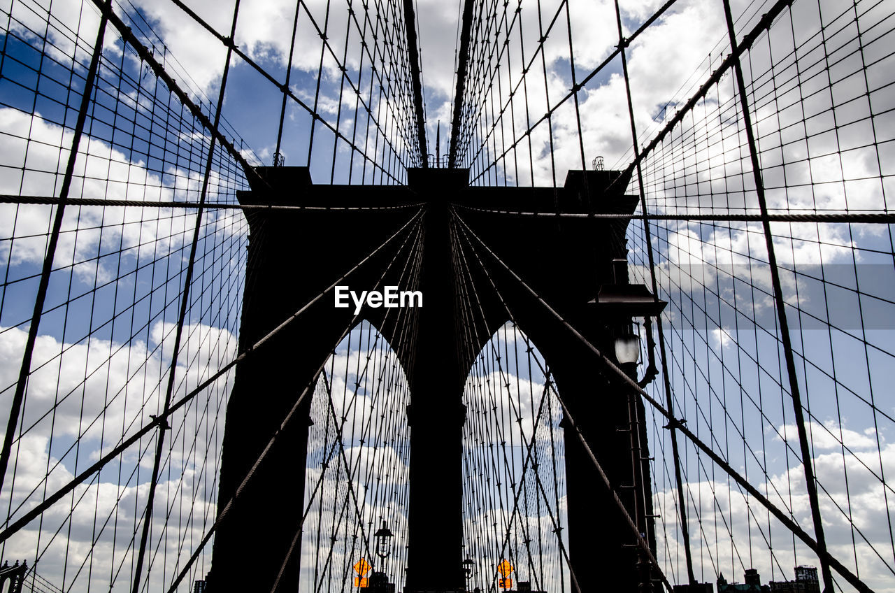 Low angle view of suspension bridge