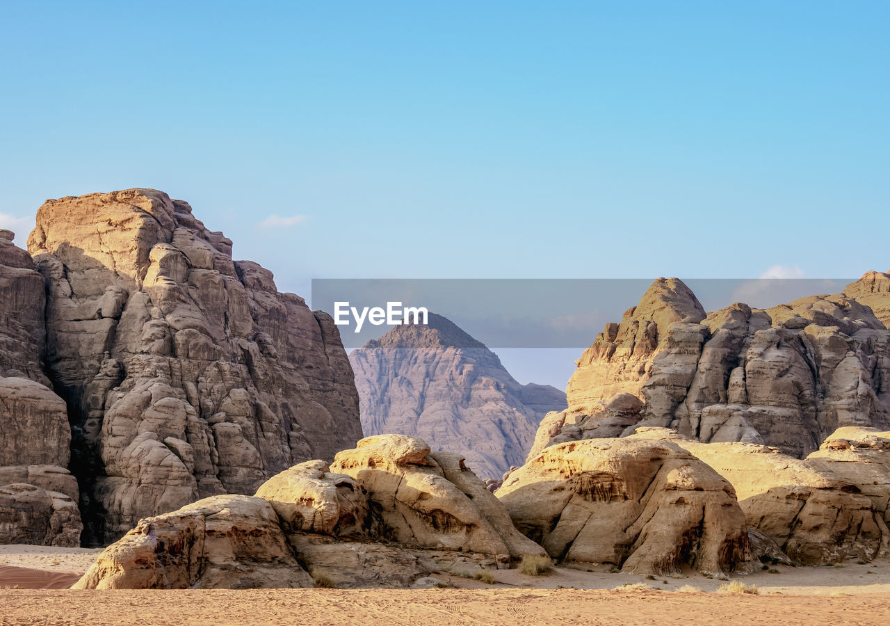 Scenic view of mountains against clear sky