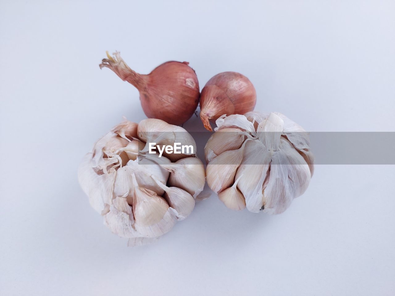 food and drink, food, plant, garlic, produce, studio shot, freshness, indoors, vegetable, flower, healthy eating, wellbeing, ingredient, still life, shallot, no people, spice, garlic bulb, group of objects, close-up, petal, raw food, gray background, onion