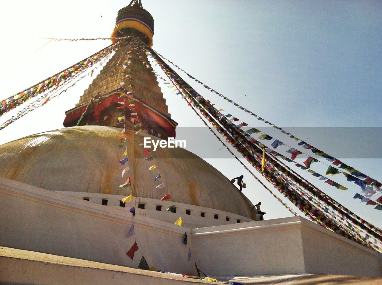 Low angle view of bodnath stupa