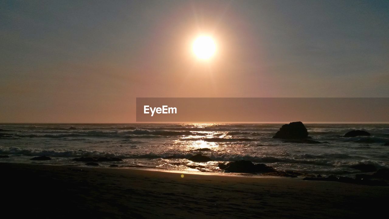 SCENIC VIEW OF SEA AGAINST SKY AT SUNSET